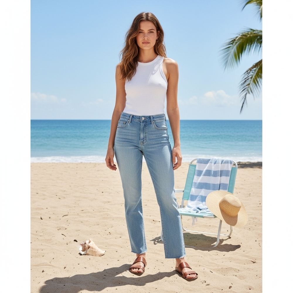 MOTHER The Mid-Rise Dazzler Ankle Fray Jeans- Wash Jackpot Size 25